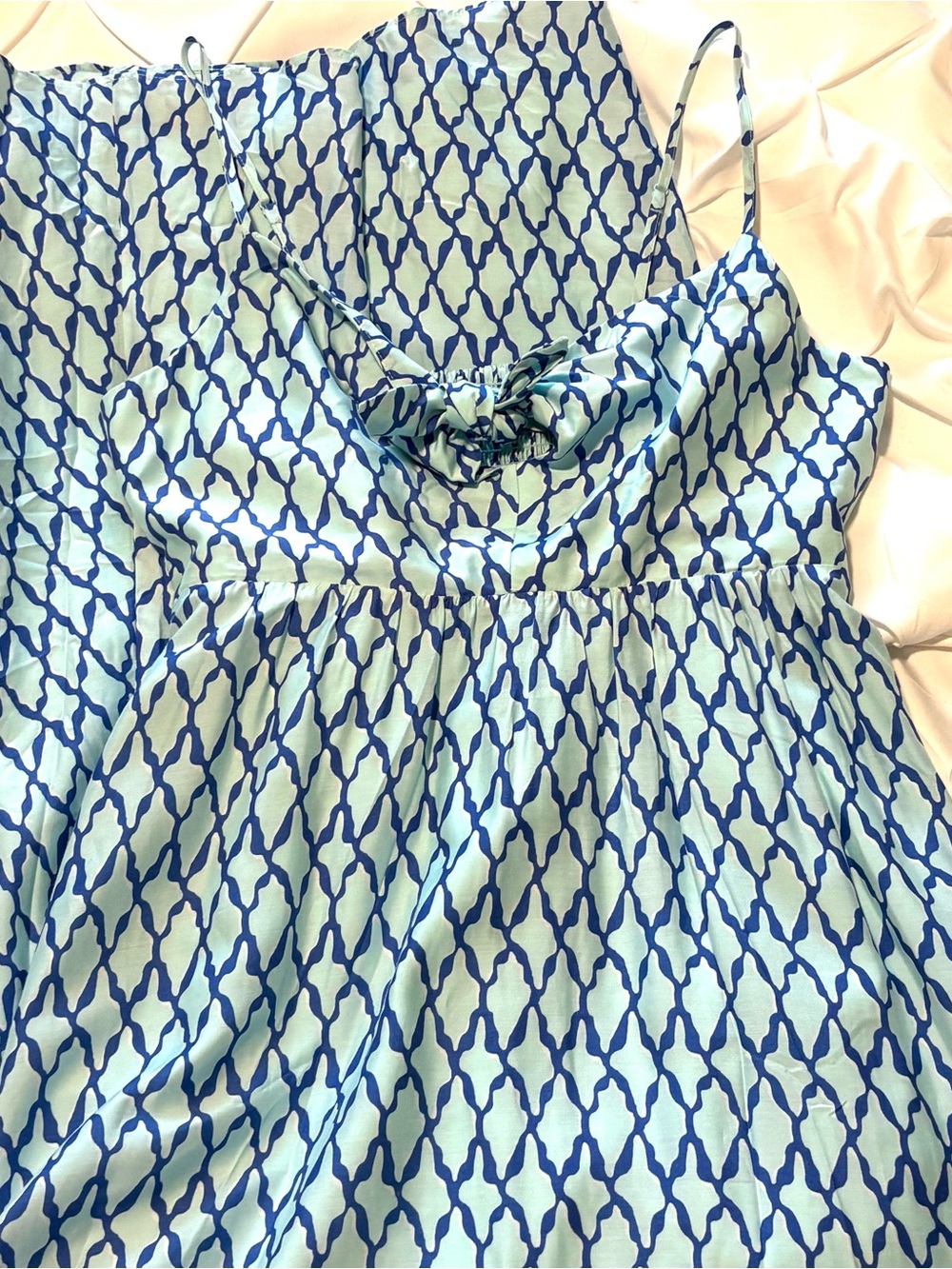 Vineyard Vines Lattice Print Tie Front Silk Blend Maxi Dress Size 2